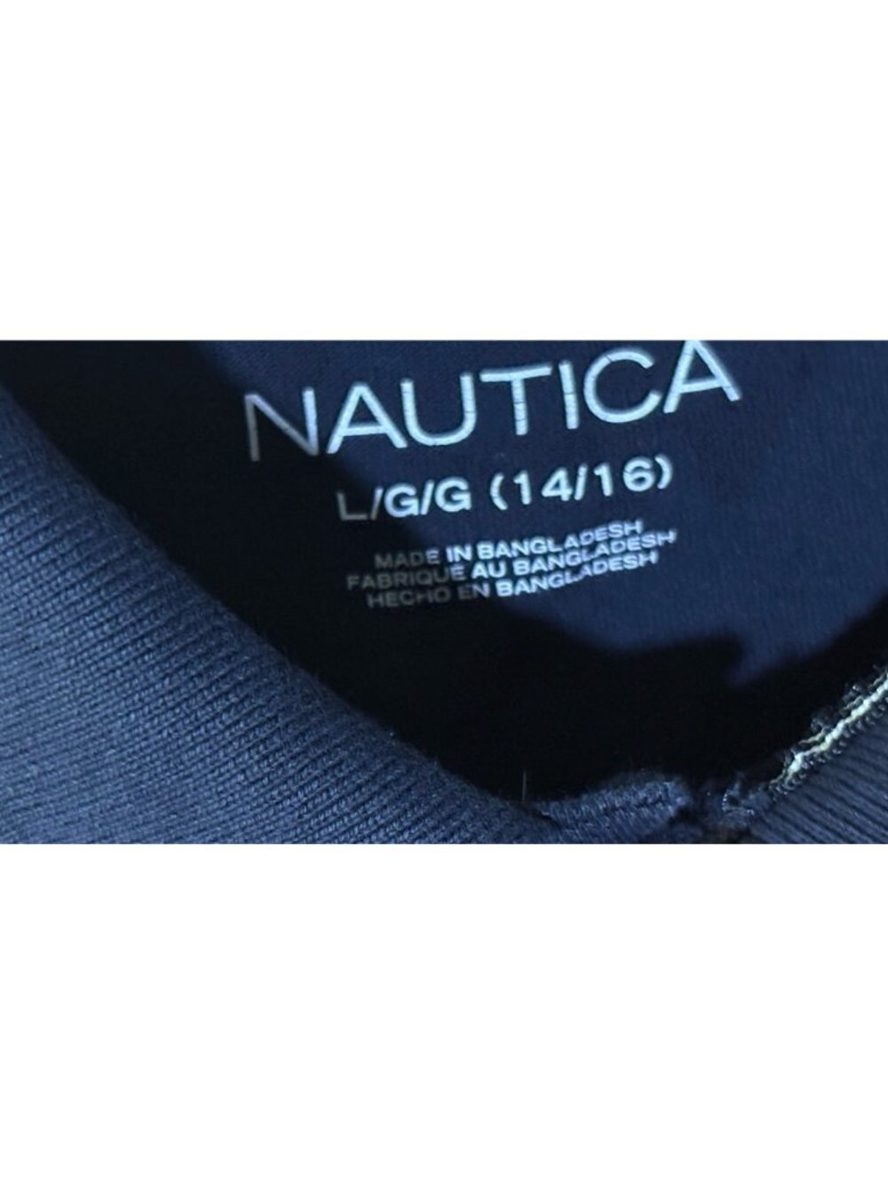 Nautica Youth Polo Shirt Boys L 14/16 Navy Blue Short Sleeve Logo - Picture 2 of 8
